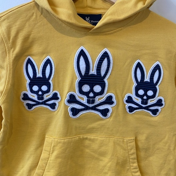 Psycho Bunny kids Golden Ray Yellow Liam Bunny sweater Pullover Hoodie 7/8 (S) - Picture 2 of 9